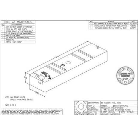 Moeller Oversized - Not Qualified for Free Shipping Moeller 50 Gallon Fuel Tank #FT5037