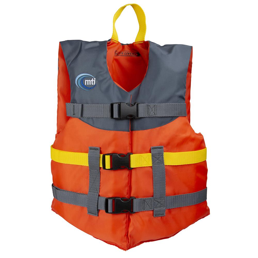 MTI Life Jackets Qualifies for Free Shipping MTI Youth Livery Life Jacket Orange/Carbon 50-90 lb #MV230J-187