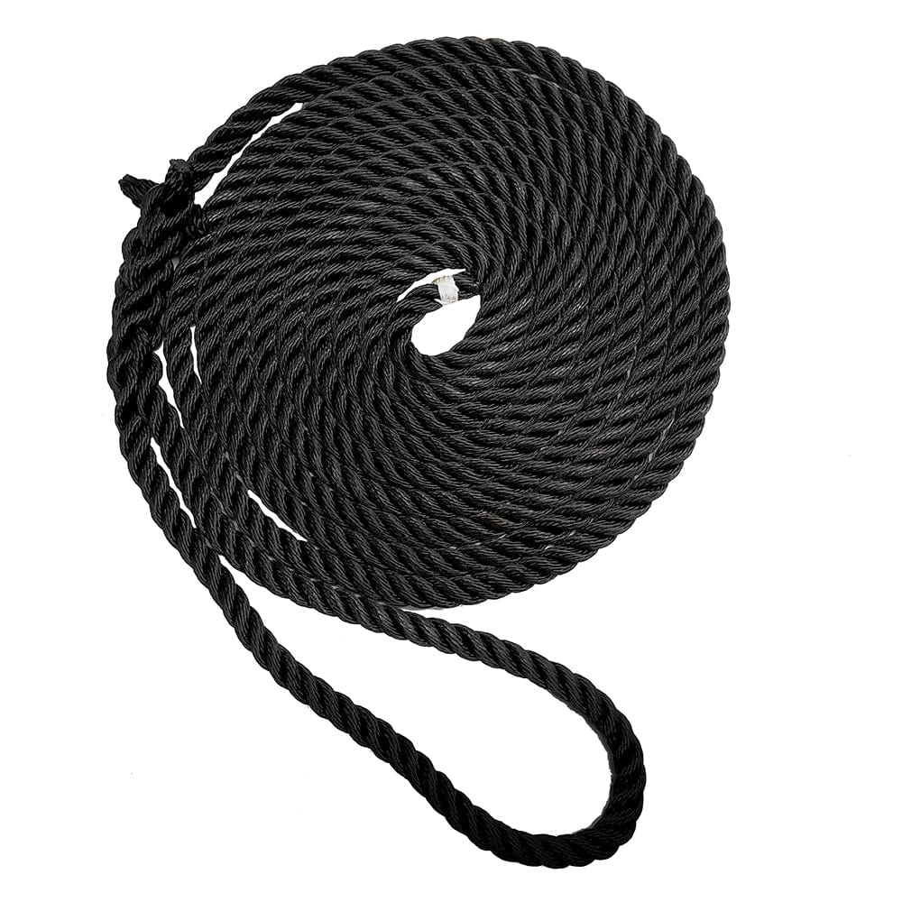 New England Ropes Qualifies for Free Shipping New England Rope 5/8" x 50' Nylon 3-Strand Dock Line Black #C6054-20-00050