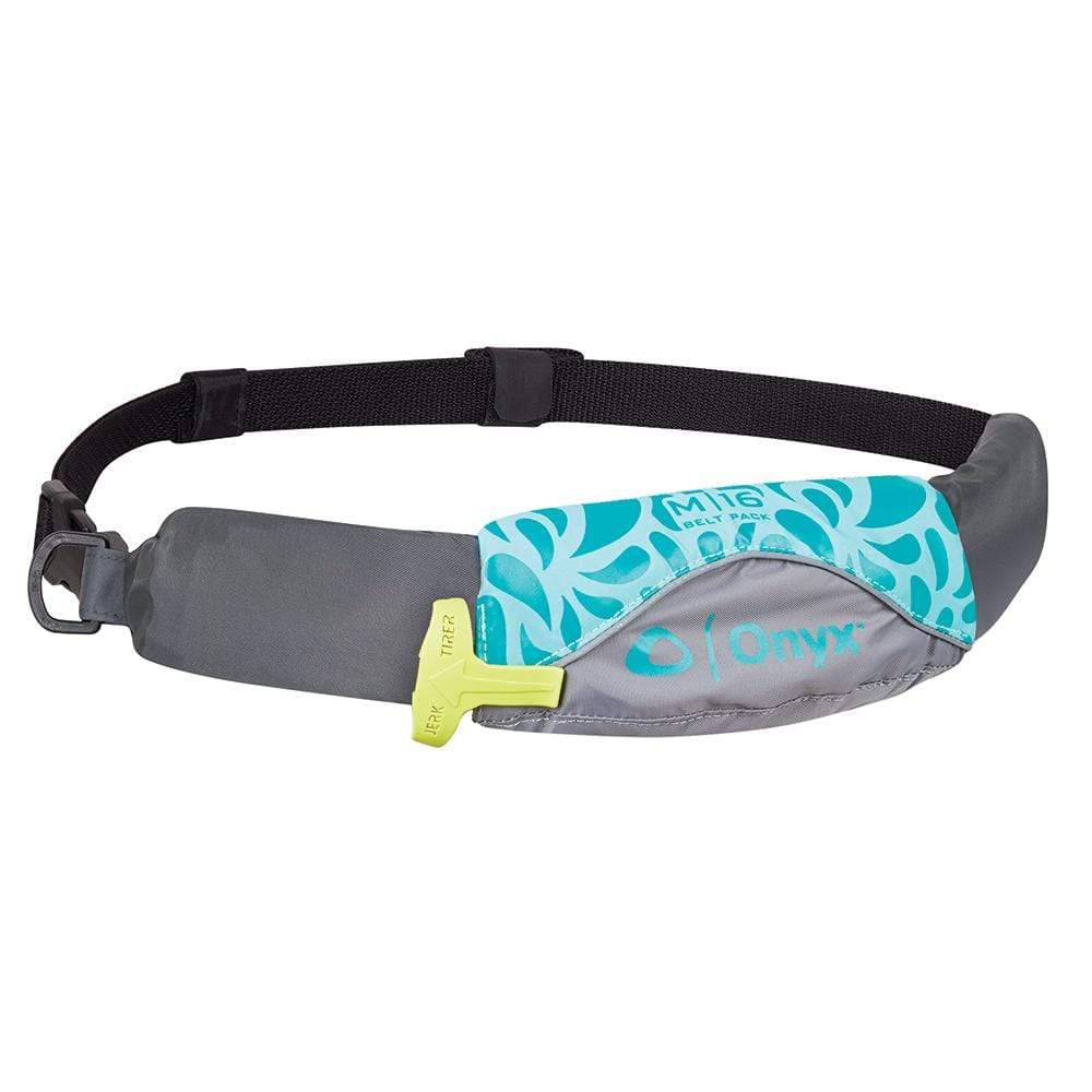 Onyx Outdoor Hazardous Item - Not Qualified for Free Shipping Onyx M-16 Manual Inflatable Belt Pack Aqua #130900-505-004-19