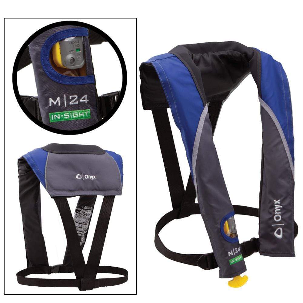 Onyx Outdoor Hazardous Item - Not Qualified for Free Shipping Onyx M 24 In-Sight Manual Inflatable Life Jacket Blue #131300-500-004-12