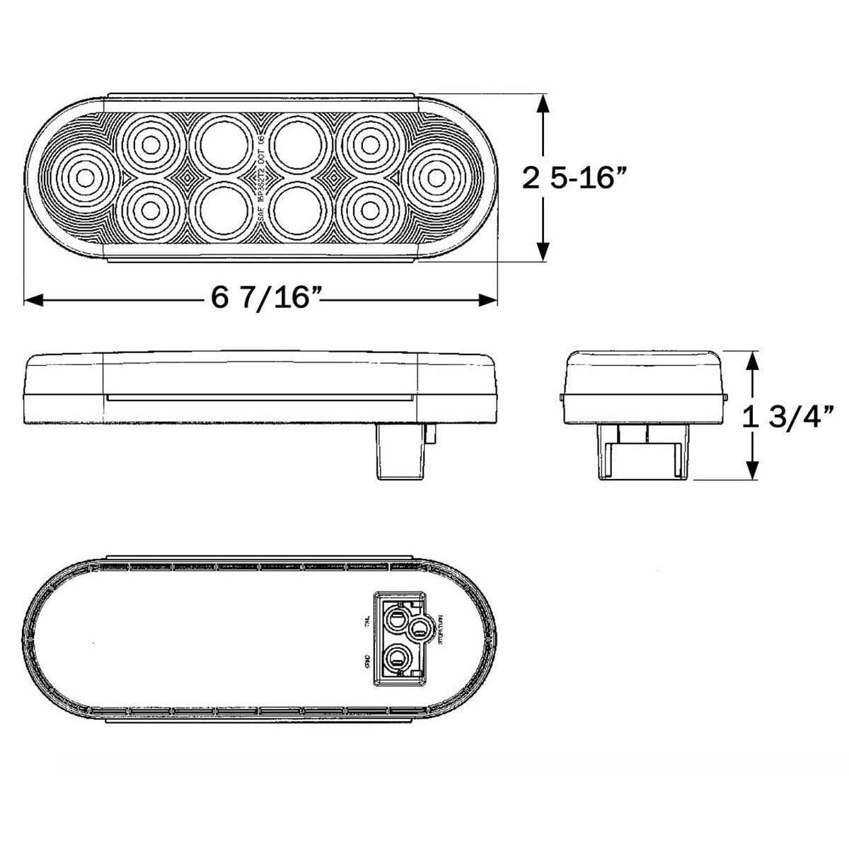 Optronics Qualifies for Free Shipping Optronics 10 LED 6" Oval Tail Light Kit #STL74RKBP