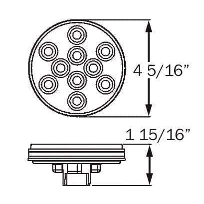 Optronics 4" Round Sealed 3-Function Tail Light #STL43RK