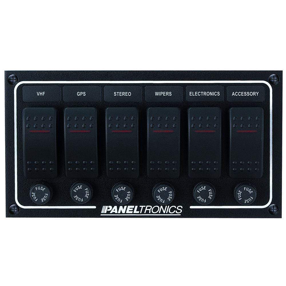 Paneltronics Qualifies for Free Shipping Paneltronics Waterproof DC 6-Position Lighted Rocker & Fuse #9960012B