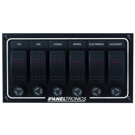 Paneltronics Qualifies for Free Shipping Paneltronics Waterproof DC 6-Position Lighted Rocker & Fuse #9960012B
