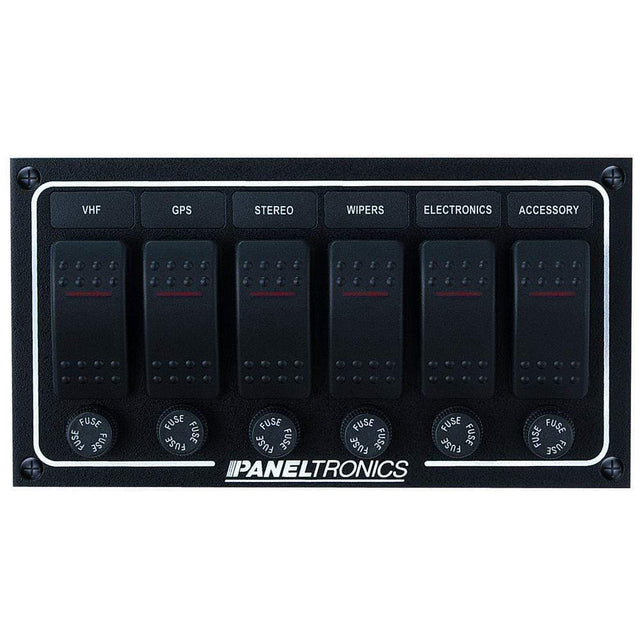 Paneltronics Qualifies for Free Shipping Paneltronics Waterproof DC 6-Position Lighted Rocker & Fuse #9960012B