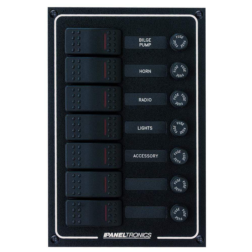 Paneltronics Qualifies for Free Shipping Paneltronics Waterproof DC 7-Position Lighted Rocker & Fuse #9960015B