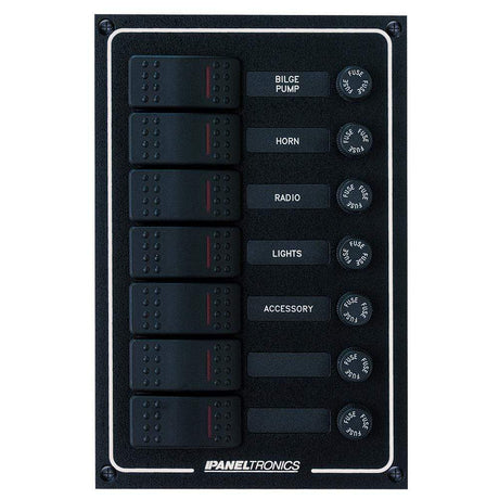 Paneltronics Qualifies for Free Shipping Paneltronics Waterproof DC 7-Position Lighted Rocker & Fuse #9960015B