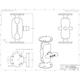 RAM 1.5" Ball Mount Short Arm 2-2.5" Round Base #RAM-101U-B