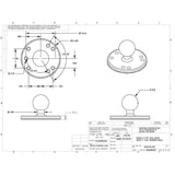 RAM Chrome 2-1/2" Base with 1" Ball #RAM-B-202CHU
