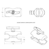 RAM Double Socket Short Arm for 3.38 E Size Ball Base #RAM-E-201U-D