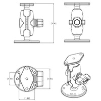 Ram Mounts Qualifies for Free Shipping RAM Flat Surface-Mount Short Arm with Diamond Base #RAM-B-138U-A
