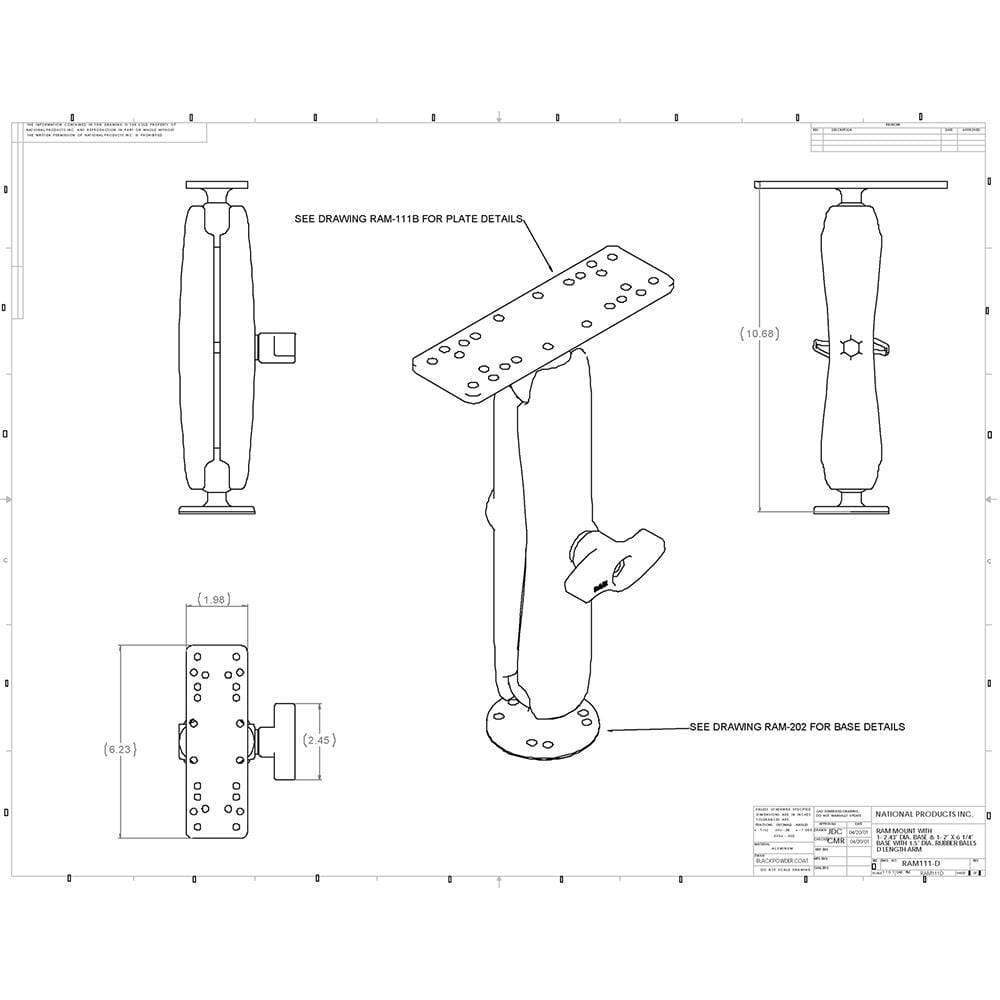 Ram Mounts Qualifies for Free Shipping RAM Marine Electronics Mount Long Arm Gimbal Bracket #RAM-111U-D