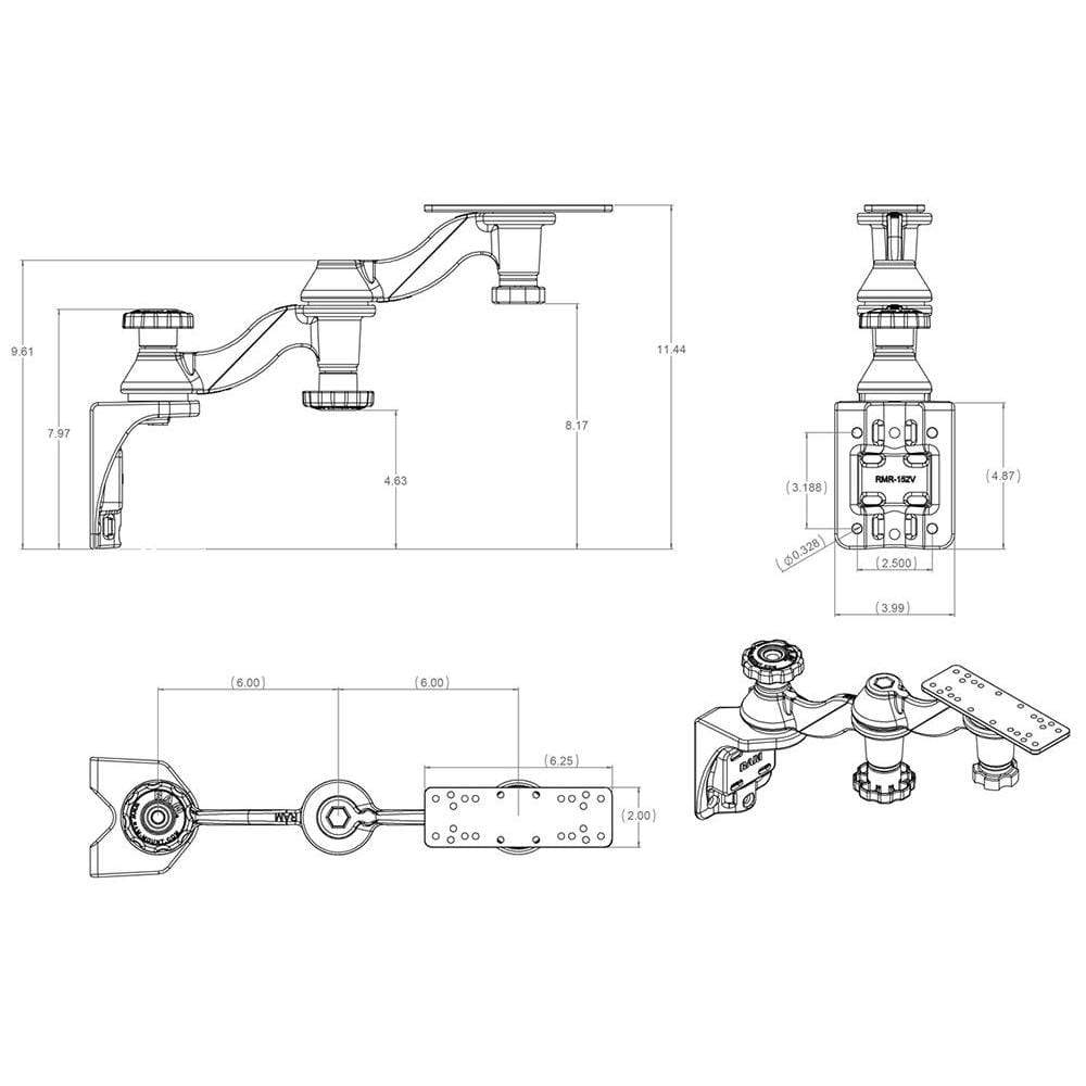 RAM Mount Vertical Double Swing Mount #RAM-109V-1U
