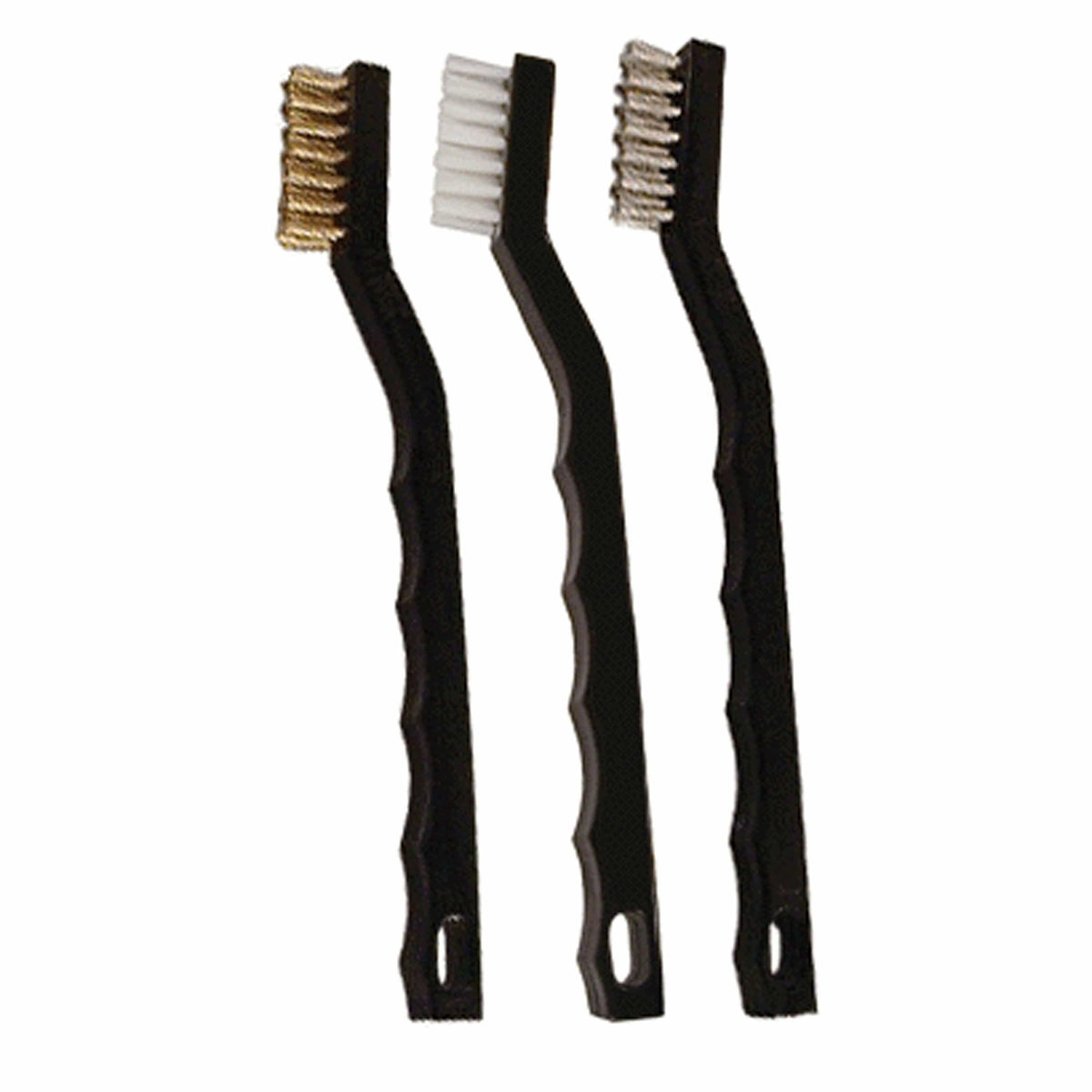 Redtree Small Plastic Handle Scratch Brush Brass Nylon SS Set #61270