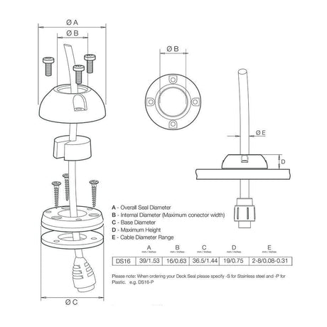 Scanstrut Mini Deck Seal Connector .63" Cable .35" #DS16-PU10