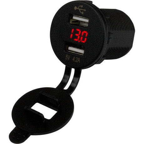 Sea-Dog Qualifies for Free Shipping Sea-Dog Round Dual USB Sockets with Hidden Voltmeter #426517-1