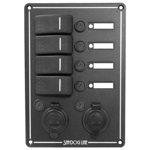 Sea-Dog Qualifies for Free Shipping Sea Dog Switch Panel 4-Circut with Dual Power Socket #425146-1