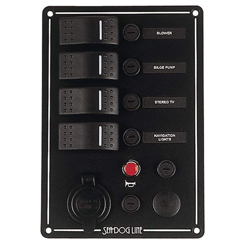 Sea-Dog Qualifies for Free Shipping Sea Dog Switch Panel 4-Circut with Power Socket Horn Button #425144-1