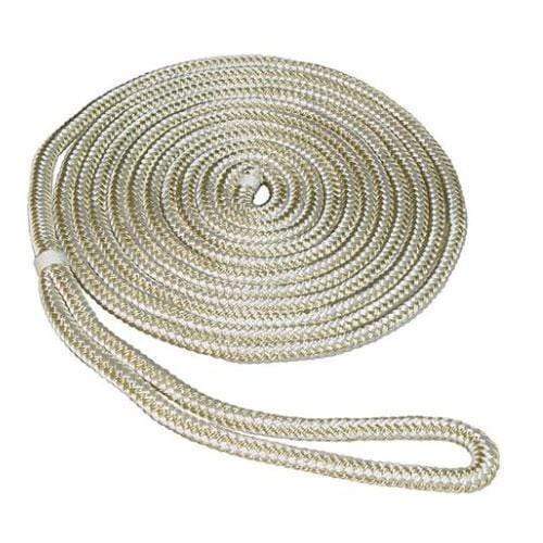 Seasense 1/2" x 20' Double Braid Dock Line Nylon Gold/White #50013065