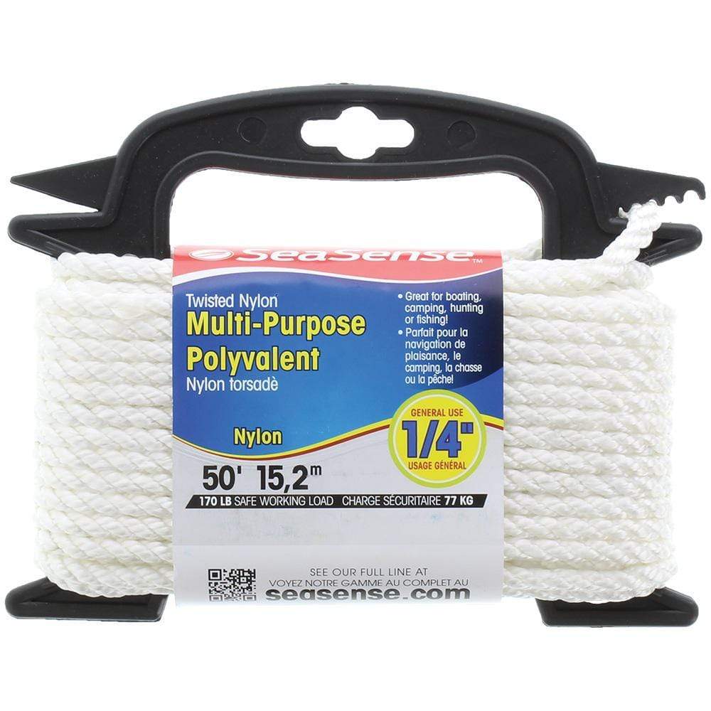 Seasense Qualifies for Free Shipping Seasense 1/4" x 50' Nylon Twisted Rope White Winder #50012890