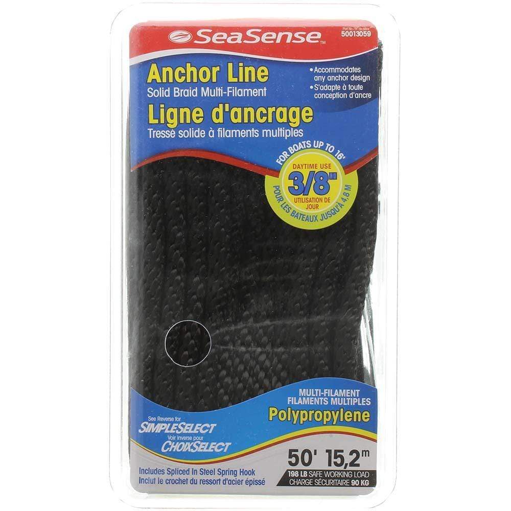 Seasense Qualifies for Free Shipping Seasense 3/8" x 50' MFP Solid Braided Anchor Line Black #50013059