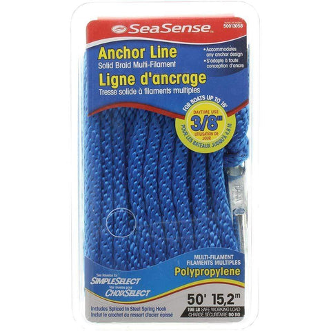 Seasense Qualifies for Free Shipping Seasense 3/8" x 50' MFP Solid Braided Anchor Line Blue #50013058