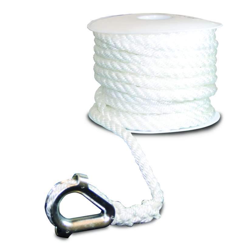 Seasense 5/16" x 75' Anchor Line Plastic Thimble Twisted Nylon #50013052