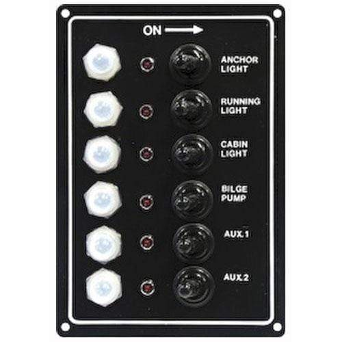 Seasense LED Switch Panel 6-Gang Breaker and Rubber Boots #50031286