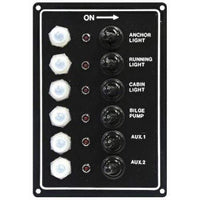 Seasense LED Switch Panel 6-Gang Breaker and Rubber Boots #50031286