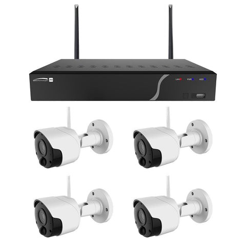 Speco 4 Channel NVR Kit with 4 2mp Wireless IP Cameras #ZIPK4W2