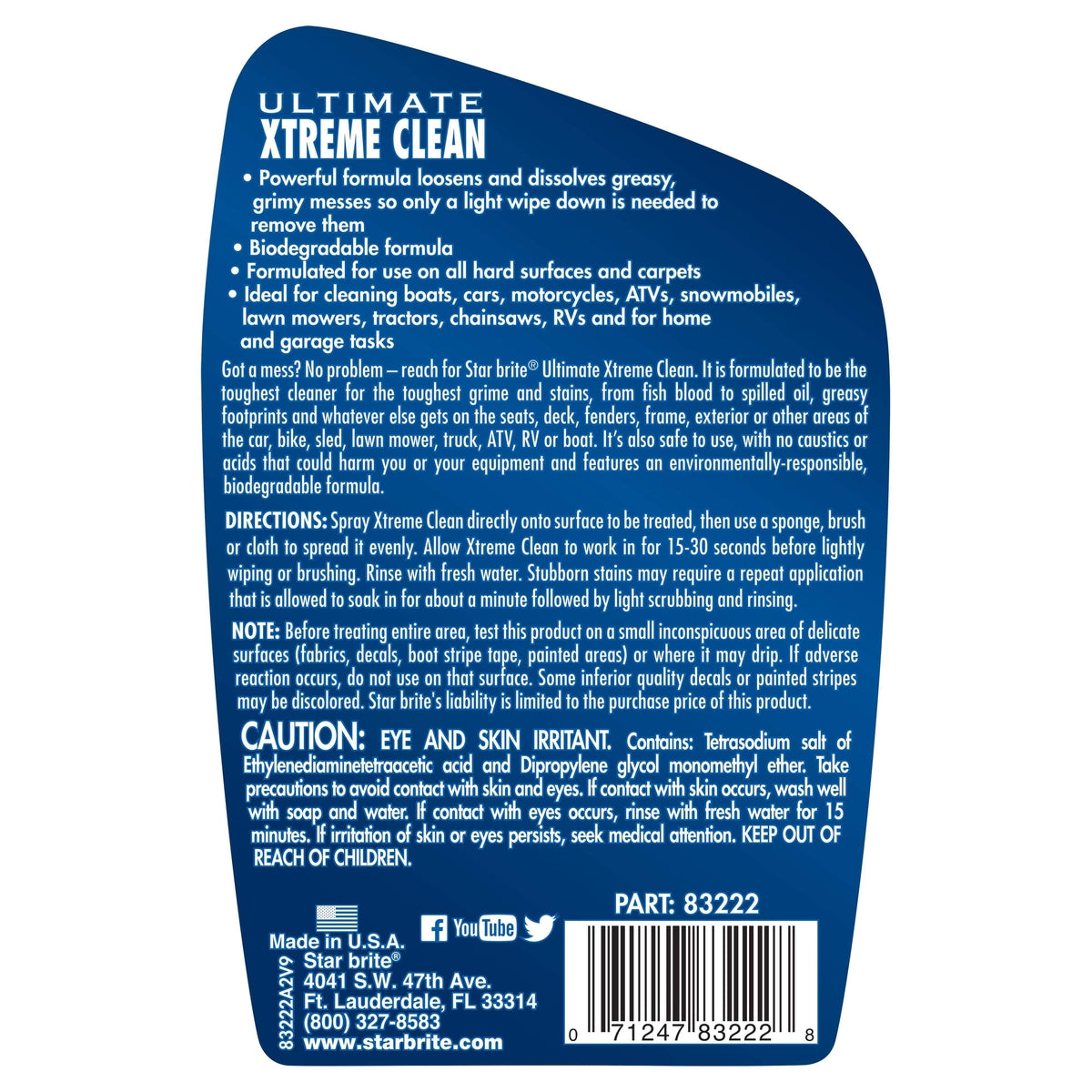 Star Brite Qualifies for Free Shipping Star Brite Ultimate Xtreme Clean All Surface Cleaner / Degreaser 22 oz #083222P