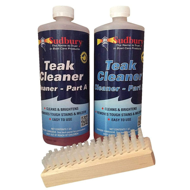 Sudbury Boat Care Qualifies for Free Shipping Sudbury Tip Top Teak Part A & B Cleaner Kit with Brushes #860KIT