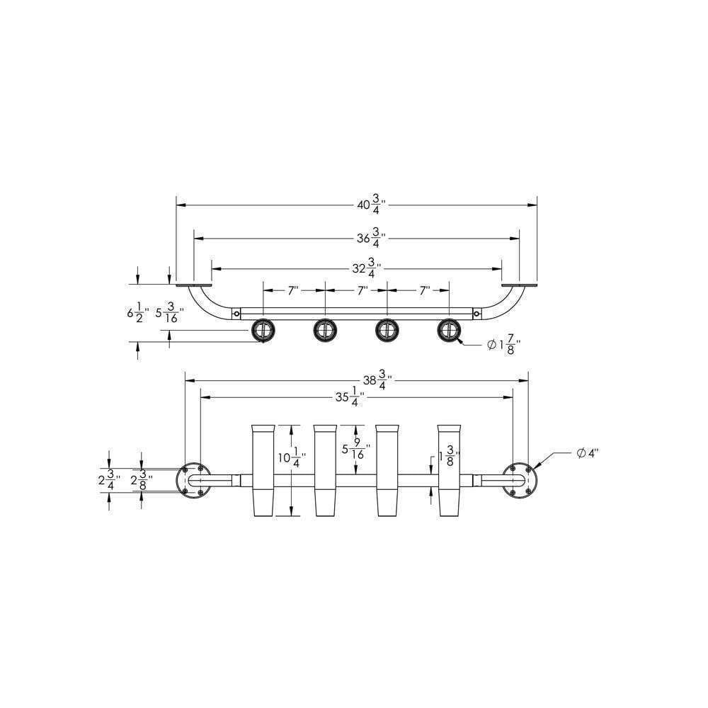 Taco Metals Qualifies for Free Shipping Taco 4-Rod Transom-Mount Rod Rack #F31-3504BSA-1