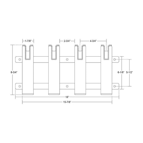 Taco Aluminum/Poly 4-Rod Holder Rack #F31-3104BXZ-1