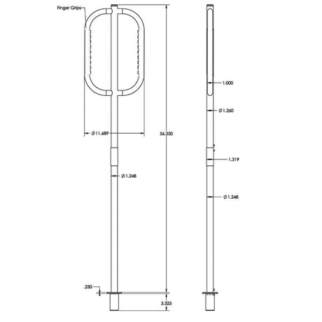 Taco Come On Board Handle Fixed-Mount #F16-0800-1