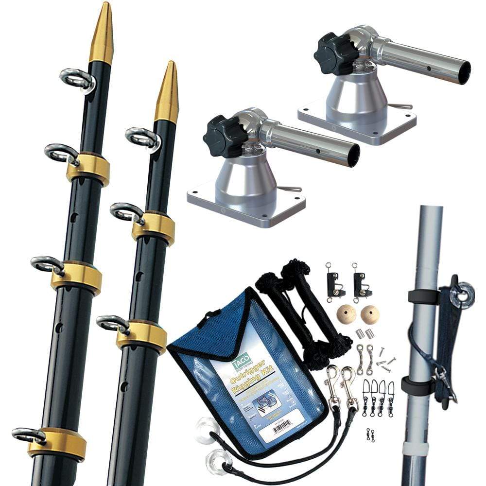 Taco Metals Qualifies for Free Shipping Taco Grand Slam 170 Outrigger Kit 15' Black/Gold 1-1/8" #GS-170BKA15-1