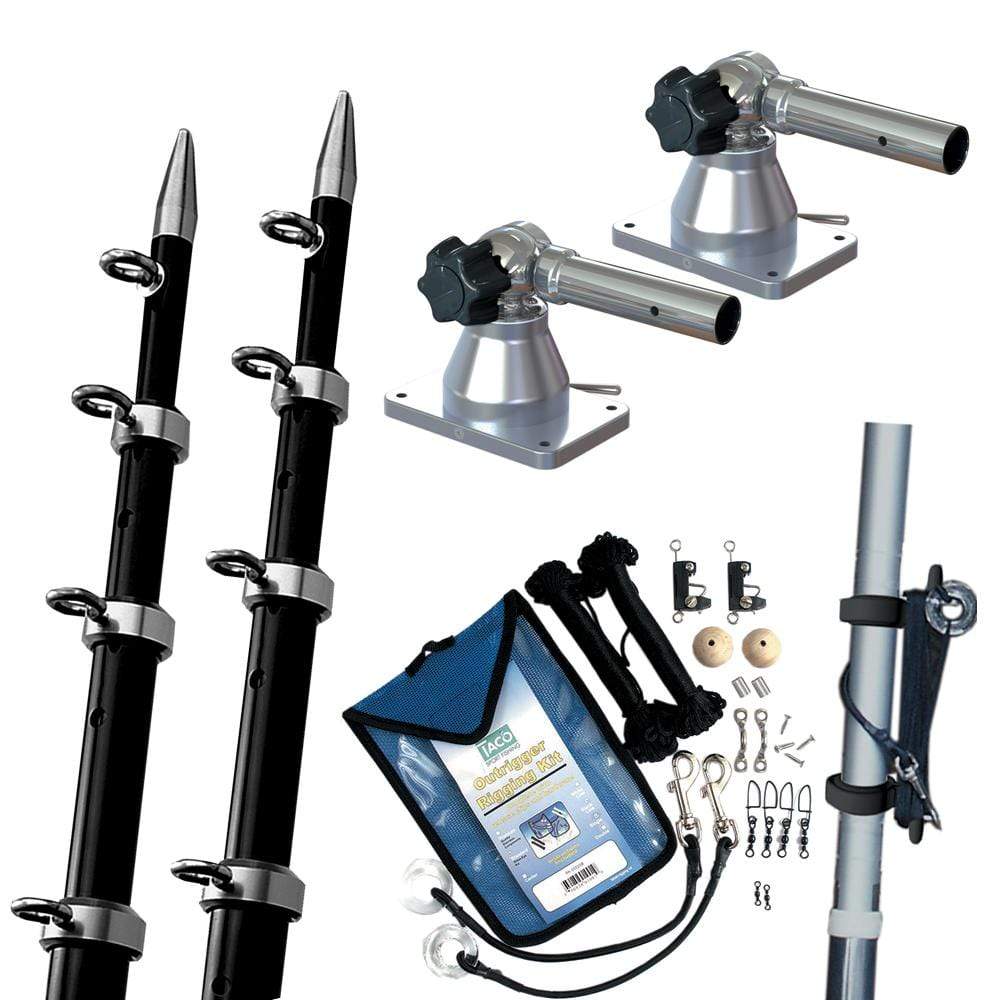 Taco Grand Slam 170 Outrigger Kit 15' Black/Silver Poles #GS-170BKA15-2