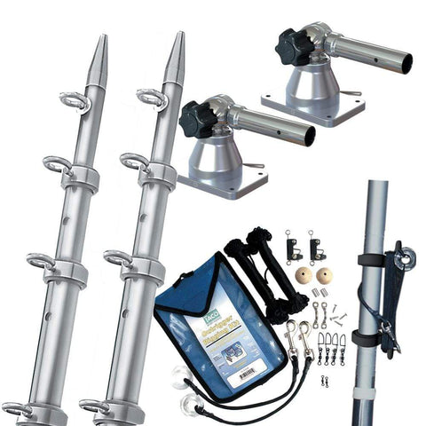 Taco Grand Slam 170 Outrigger Kit 15' Silver/Silver Poles #GS-170VEL15-2