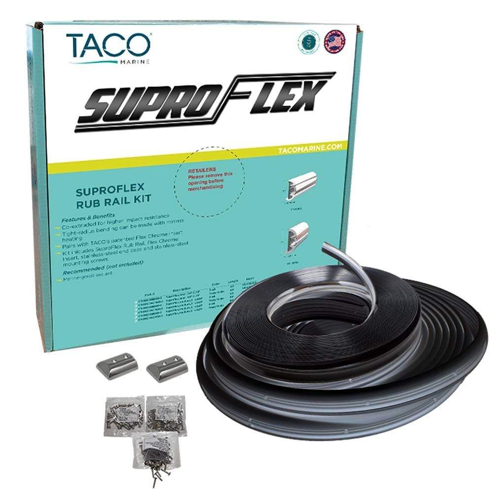 Taco Metals Not Qualified for Free Shipping Taco Suproflex Rub Rail Kit Black Flex Chrome Insert #V11-9960BBK60-2
