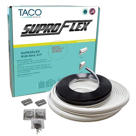 Taco Metals Not Qualified for Free Shipping Taco Suproflex Rub Rail Kit White Flex Chrome Insert #V11-9990WCM60-2