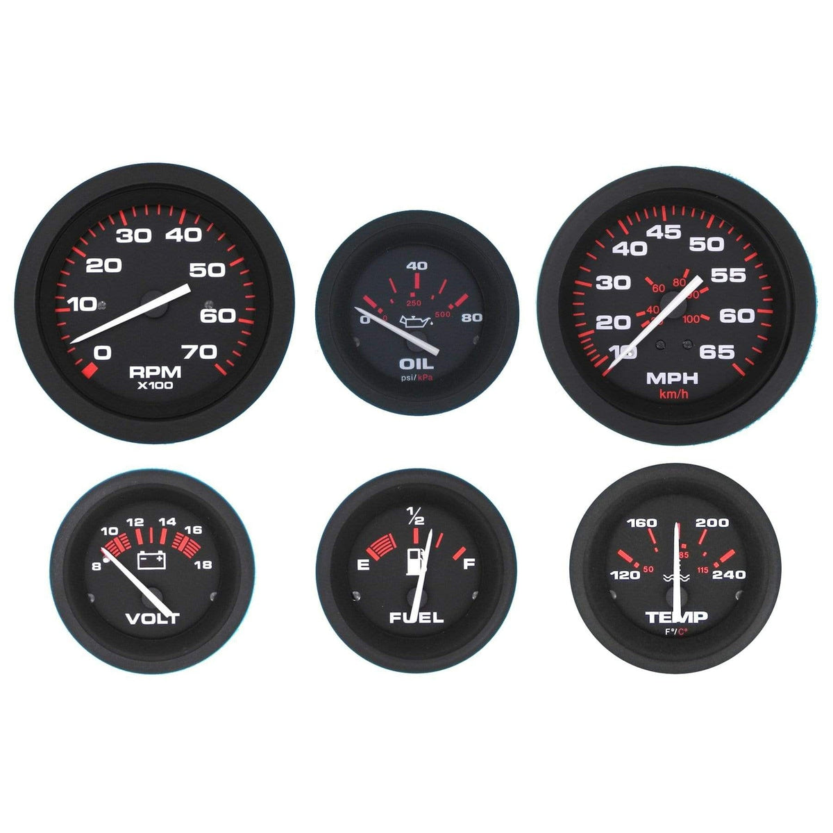 Teleflex Not Qualified for Free Shipping Teleflex 6 Gauge Set Amega Tach/Hourmeter #69709P