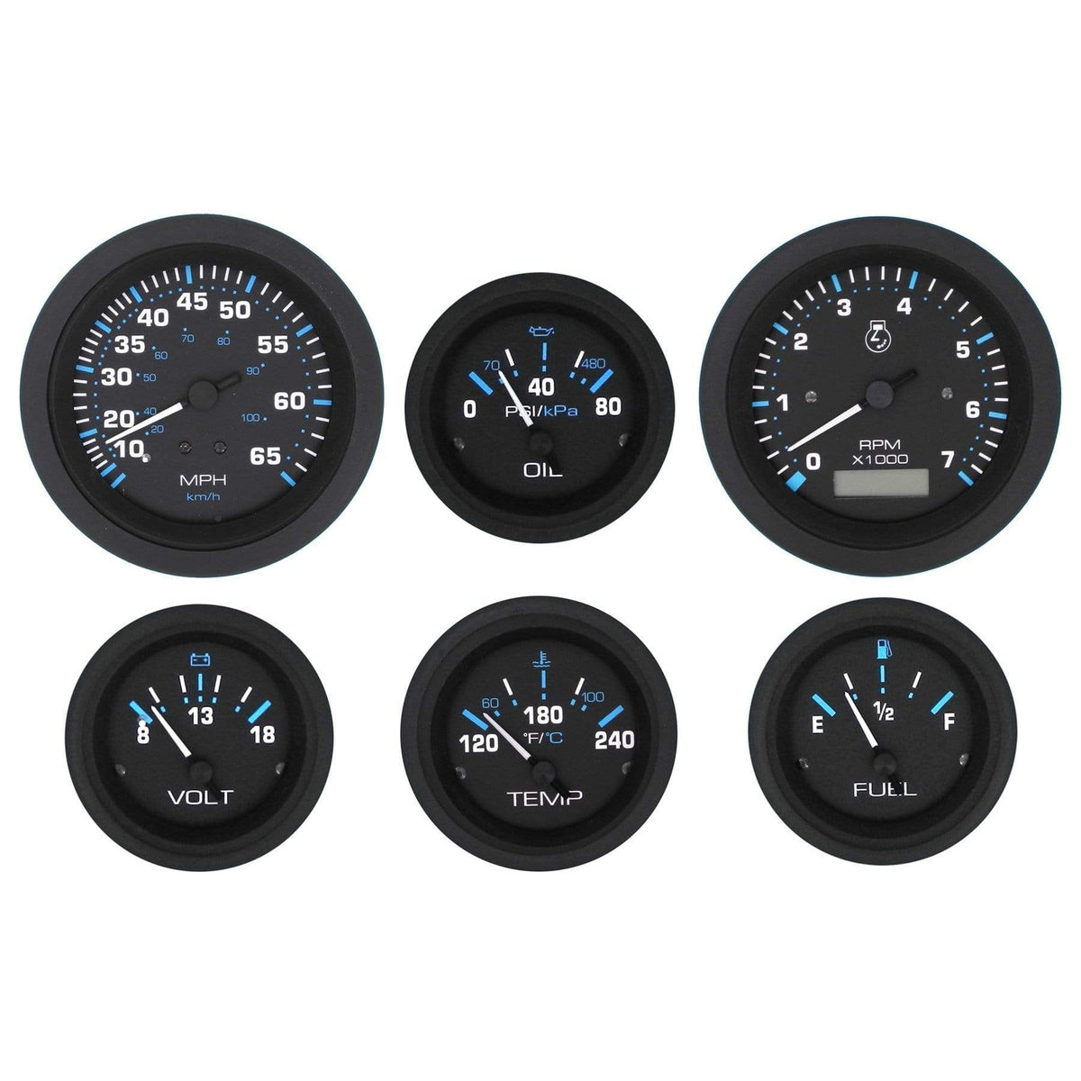 Teleflex Not Qualified for Free Shipping Teleflex 6 Gauge Set Eclipse Tach/Hourmeter #69713P