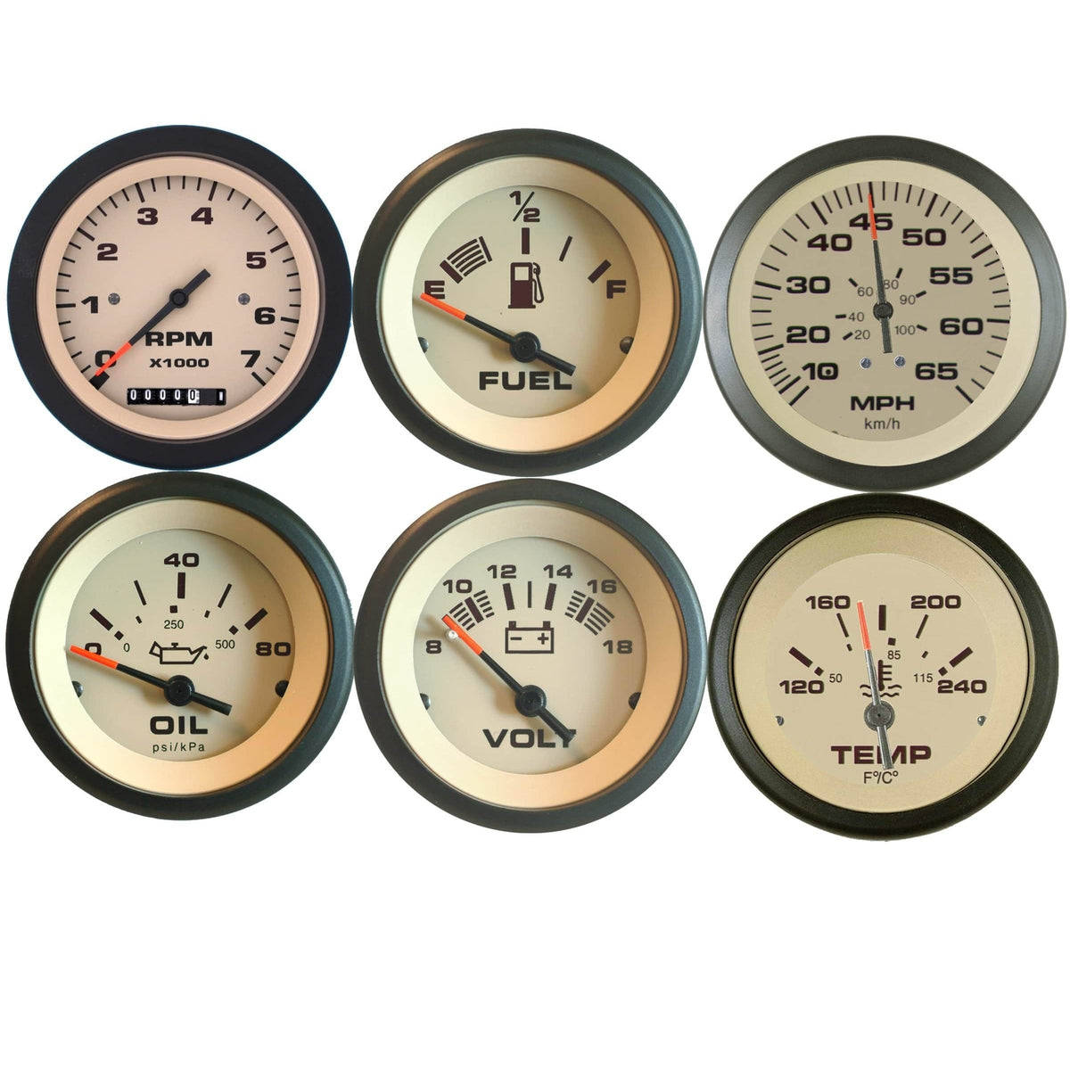 Teleflex Not Qualified for Free Shipping Teleflex 6 Gauge Set Sahara Tach/Hourmeter #69704P