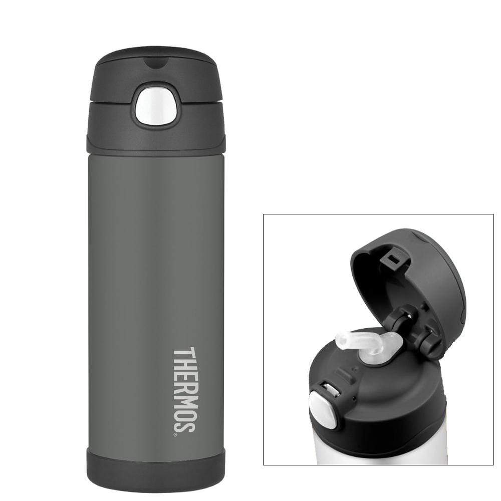 Thermos Qualifies for Free Shipping Thermos Funtainer SS Insulated Straw Bottle 16 oz Charcoal #F4023CH6