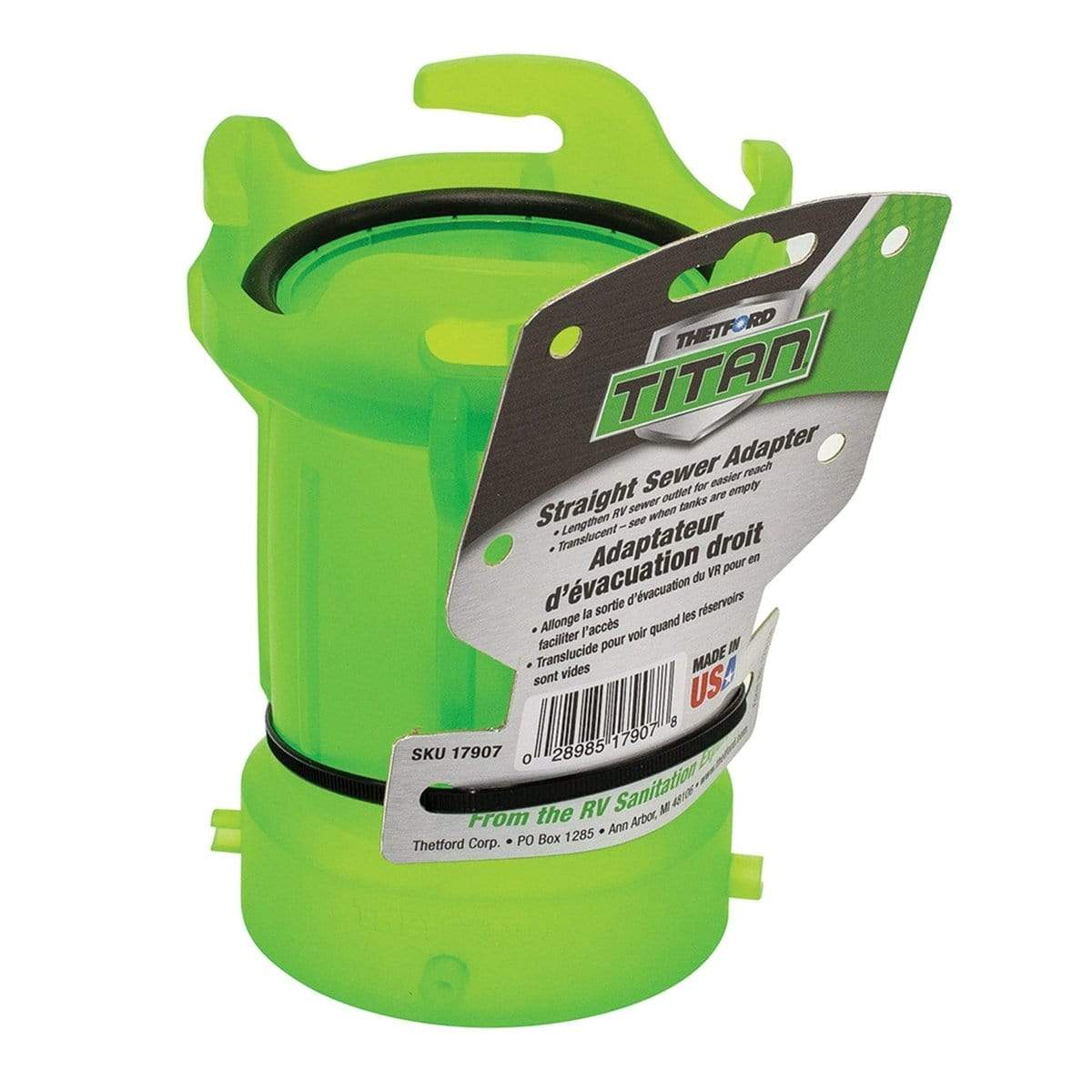 Thetford Qualifies for Free Shipping Thetford Titan Straight Sewer Adapter Translucent Green #17907