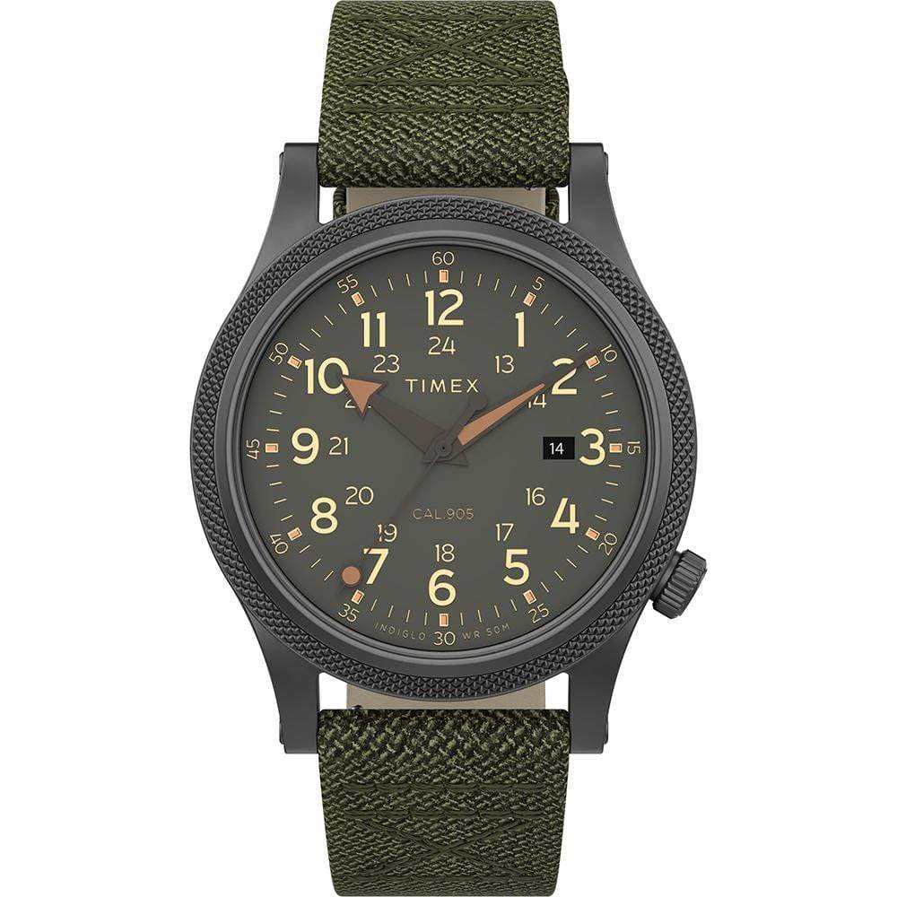 Timex Qualifies for Free Shipping Timex Allied LT 40mm Gray Case Green Dial Green Fabric Strap #TW2T76000JV
