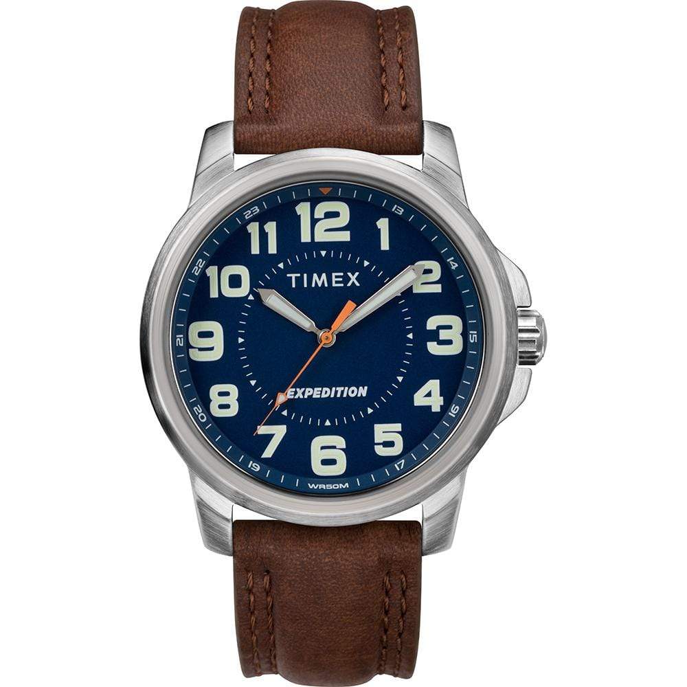 Timex Qualifies for Free Shipping Timex Expedition Blue Dial Brown Strap #TW4B16000JV
