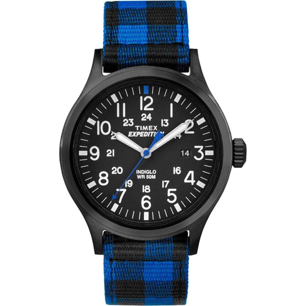 Timex Qualifies for Free Shipping Timex Expedition Metal Scout Blue Buffalo Check Strap #TW4B021009J