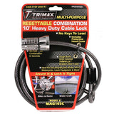 Trimax Locks Qualifies for Free Shipping Trimax Locks Cable Lock 10' x 8mm Combination #MAG10SC